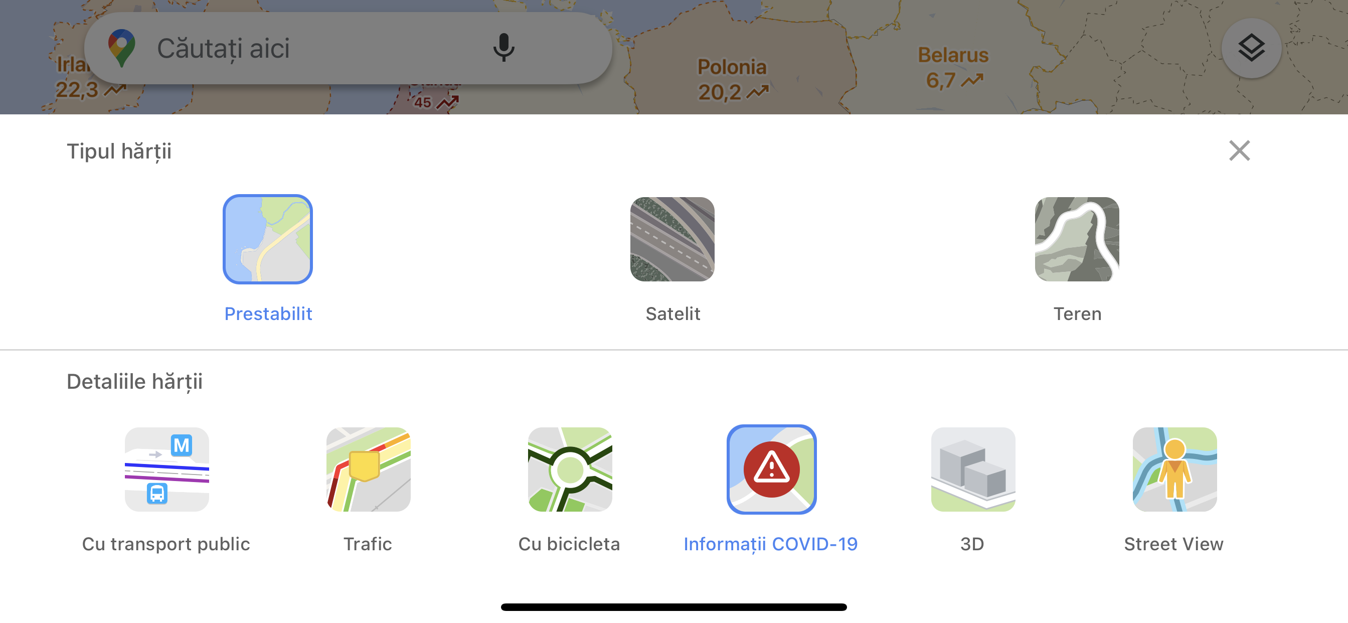 Google Maps sars kort europa