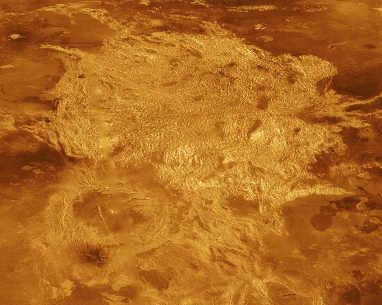 Vulkanische terrassen van planeet Venus