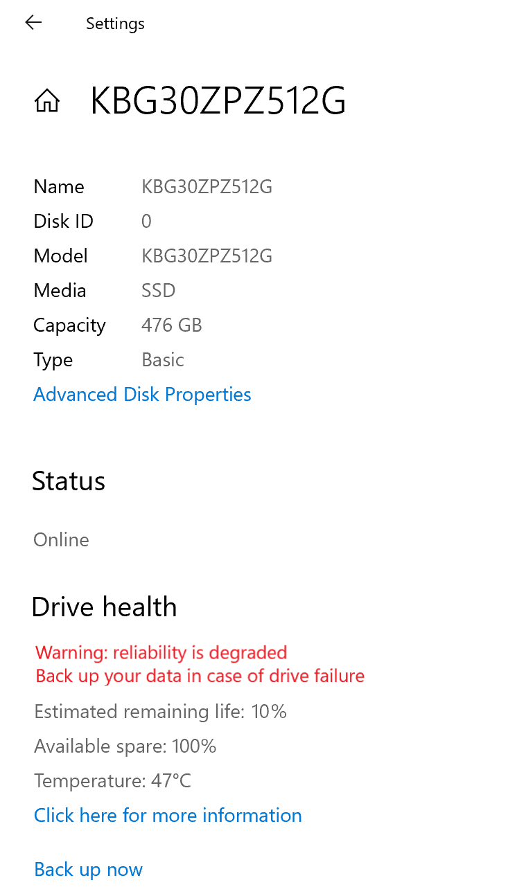 Windows 10 nvme alert