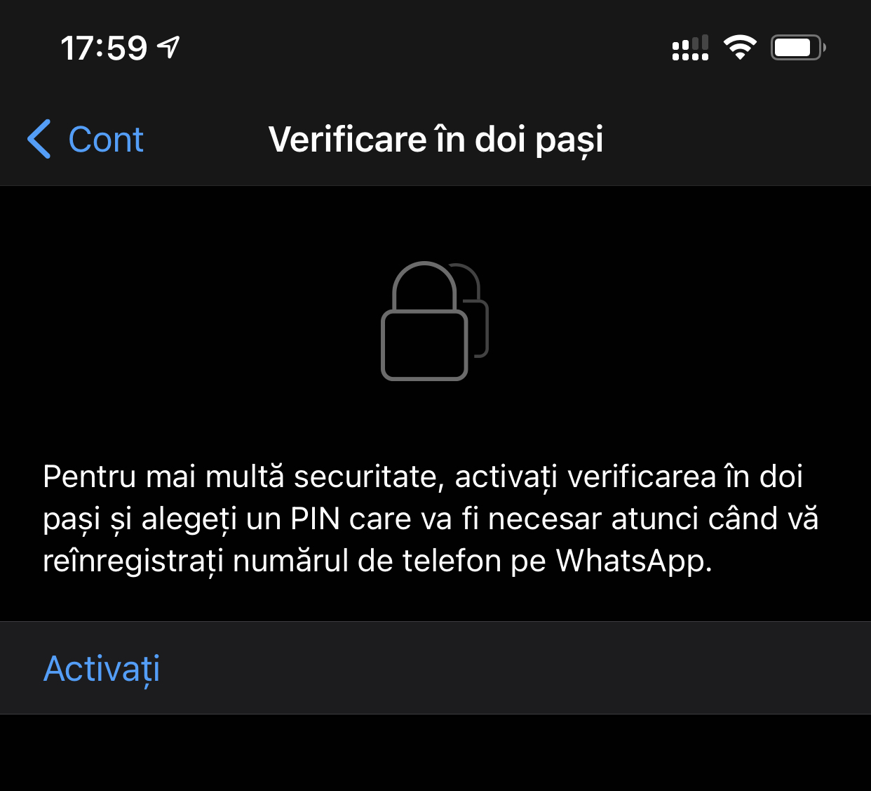 WhatsApp protectie autentificare