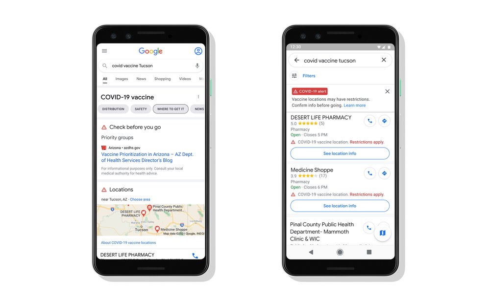 Google Maps Cerca ad esempio i centri di vaccinazione per il Coronavirus