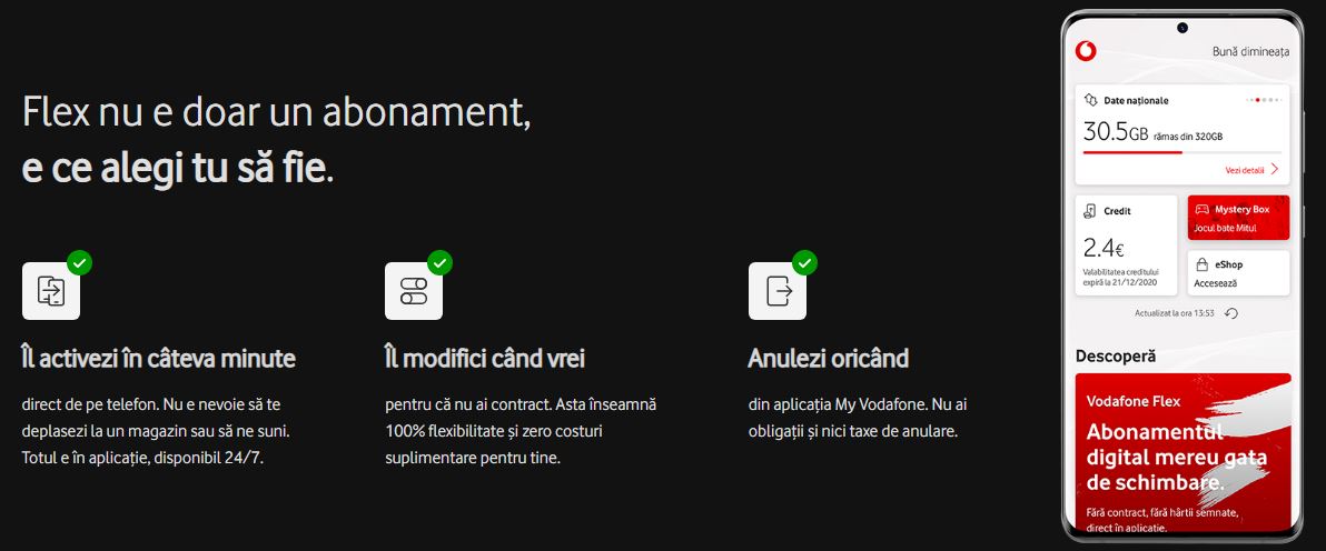 Vodafone flexibilitate abonamente