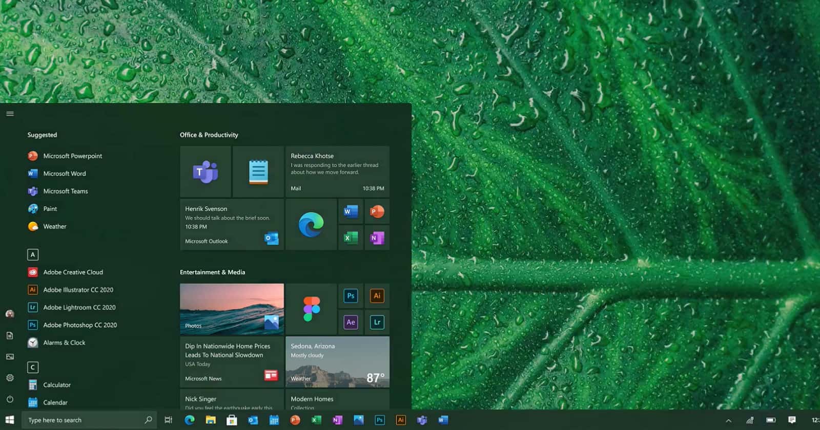 Interfaccia rotonda di Windows 10