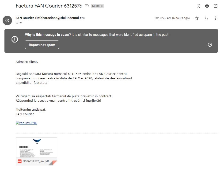 Atentionare FAN Courier atac phishing