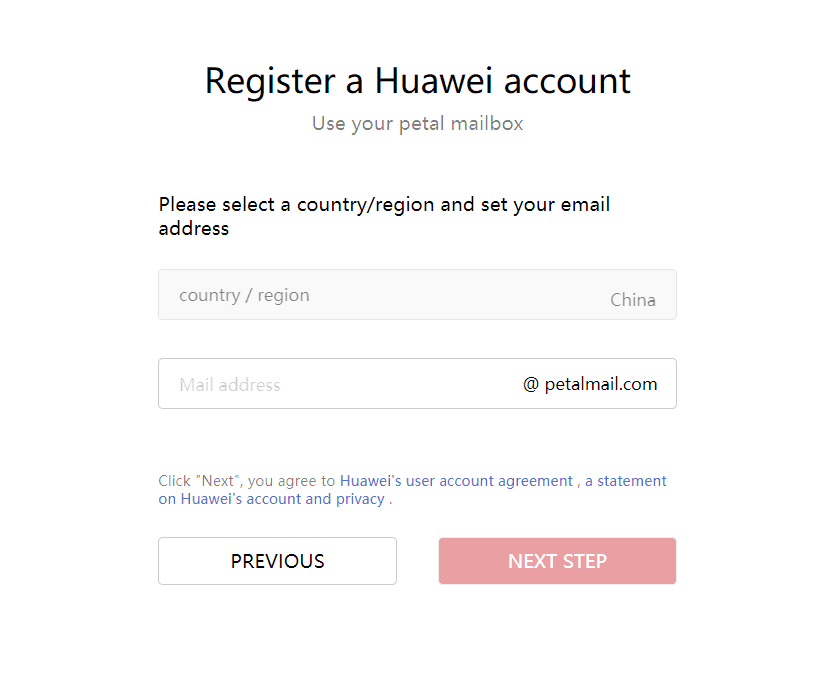Huawei petalmail inregistrare