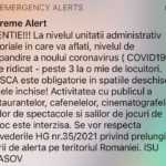 RO-ALERT alerts localities red scenario Brasov