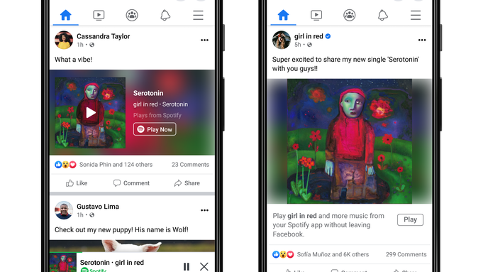 Facebook Melodiile Spotify Ascultate Intregime miniplayer