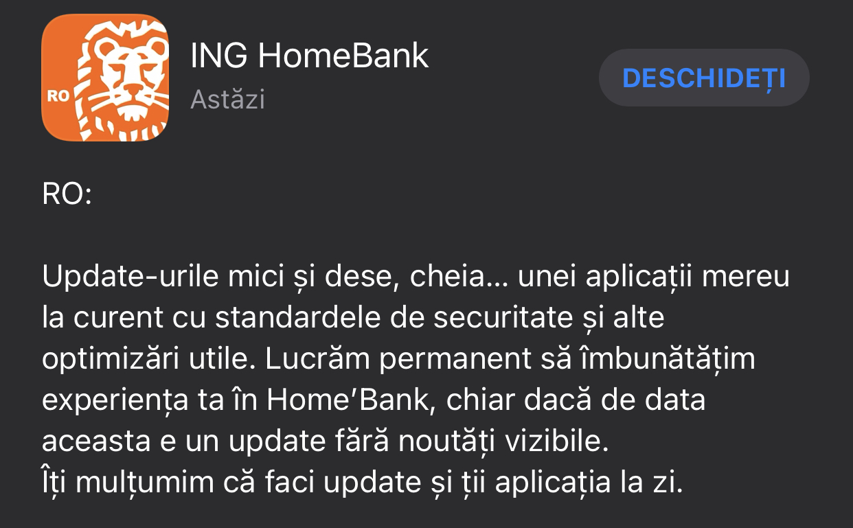 ING Bank optimizari aplicatie