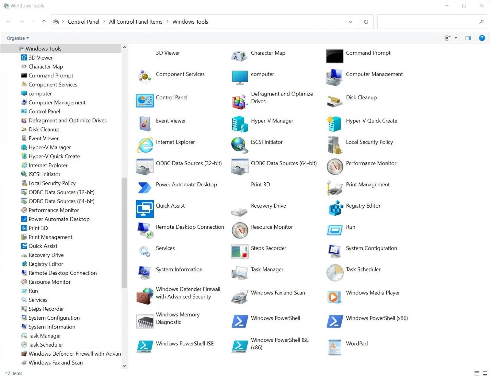 Herramientas del panel de control de Windows 10