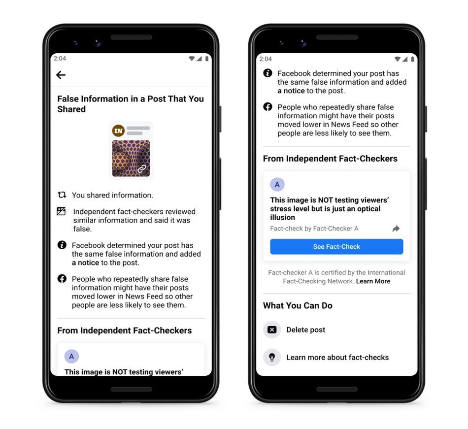 Facebook notifica páginas que constantemente desinforman cuentas