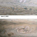 Tormenta espiral del planeta Júpiter