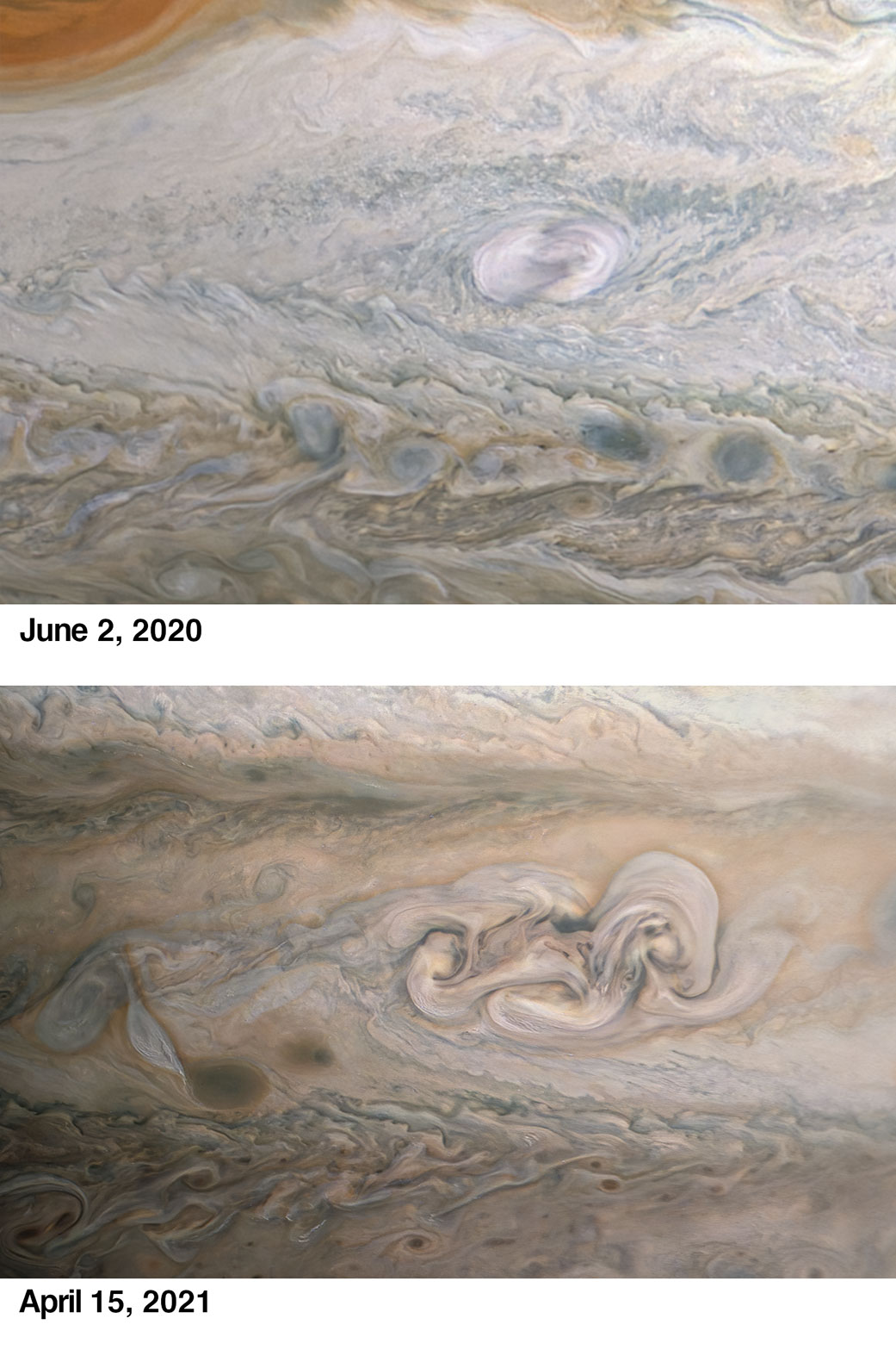 Spiralsturm auf dem Planeten Jupiter