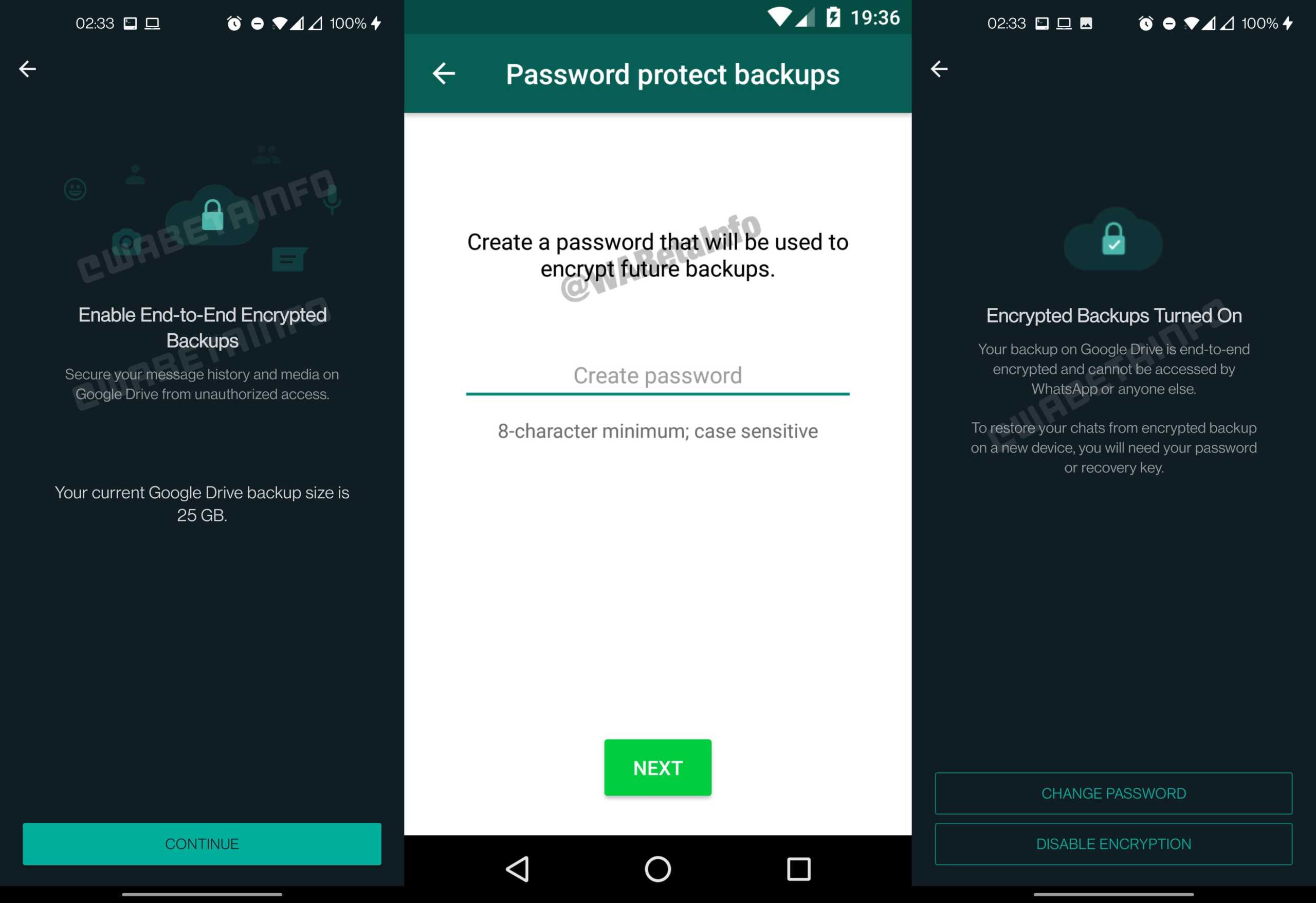 WhatsApp asigurat backup