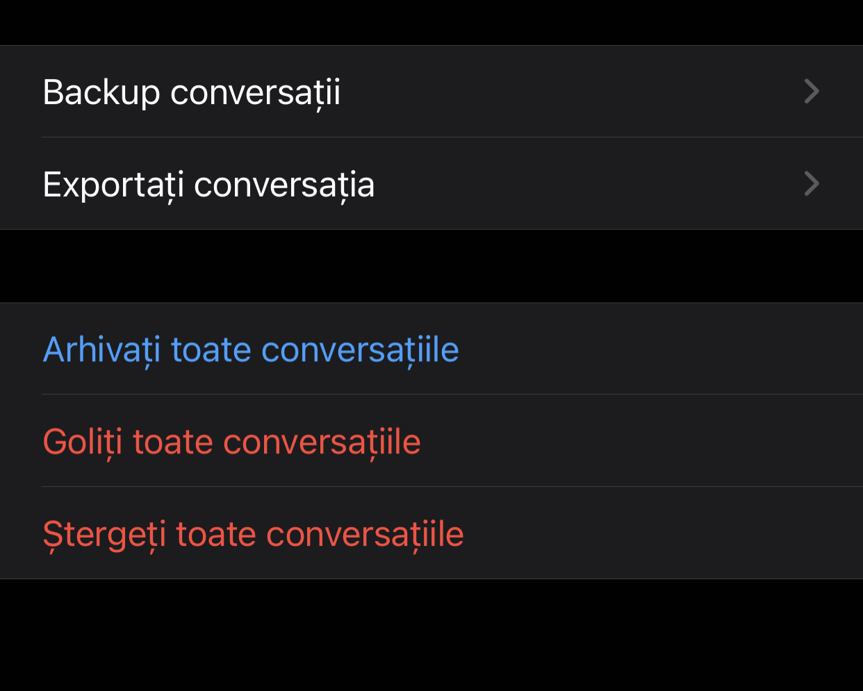 WhatsApp golire conversatii