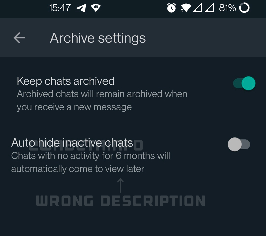 WhatsApp inactivitate conversatii