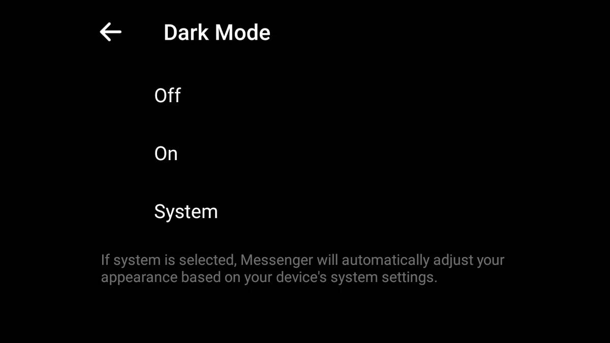 Facebook dark mode android system