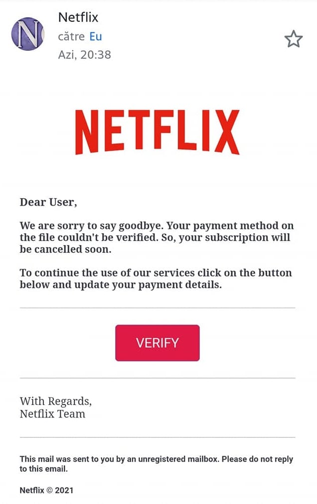 Netflix betalningsbedrägeri
