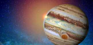 Planeten Jupiter dramatiskt