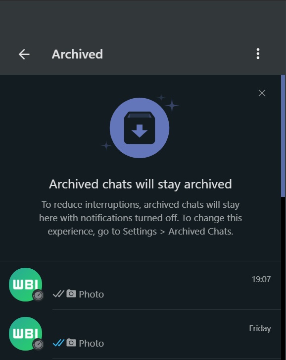 WhatsApp utmärkta arkiv