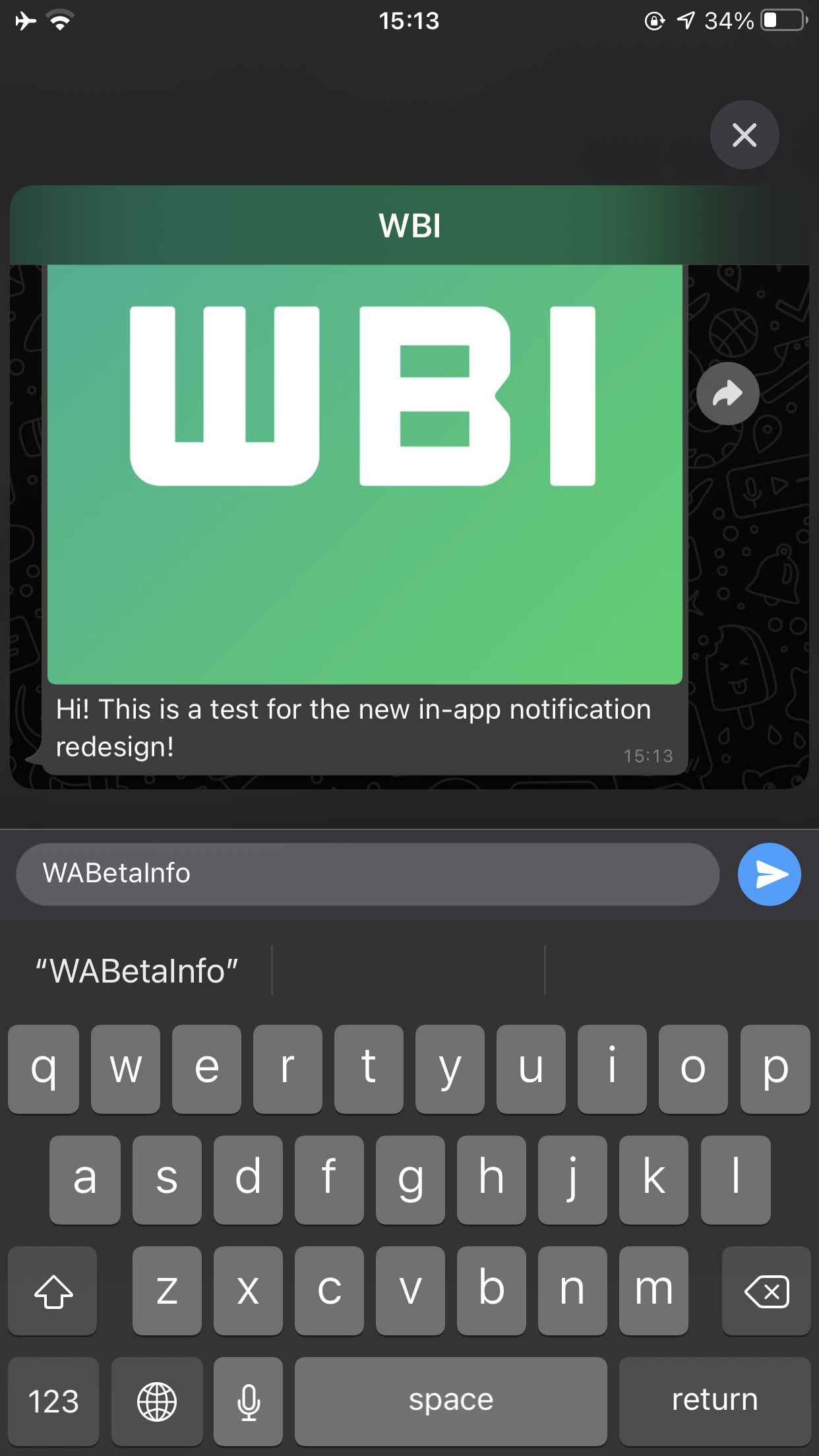 WhatsApp internal notifications