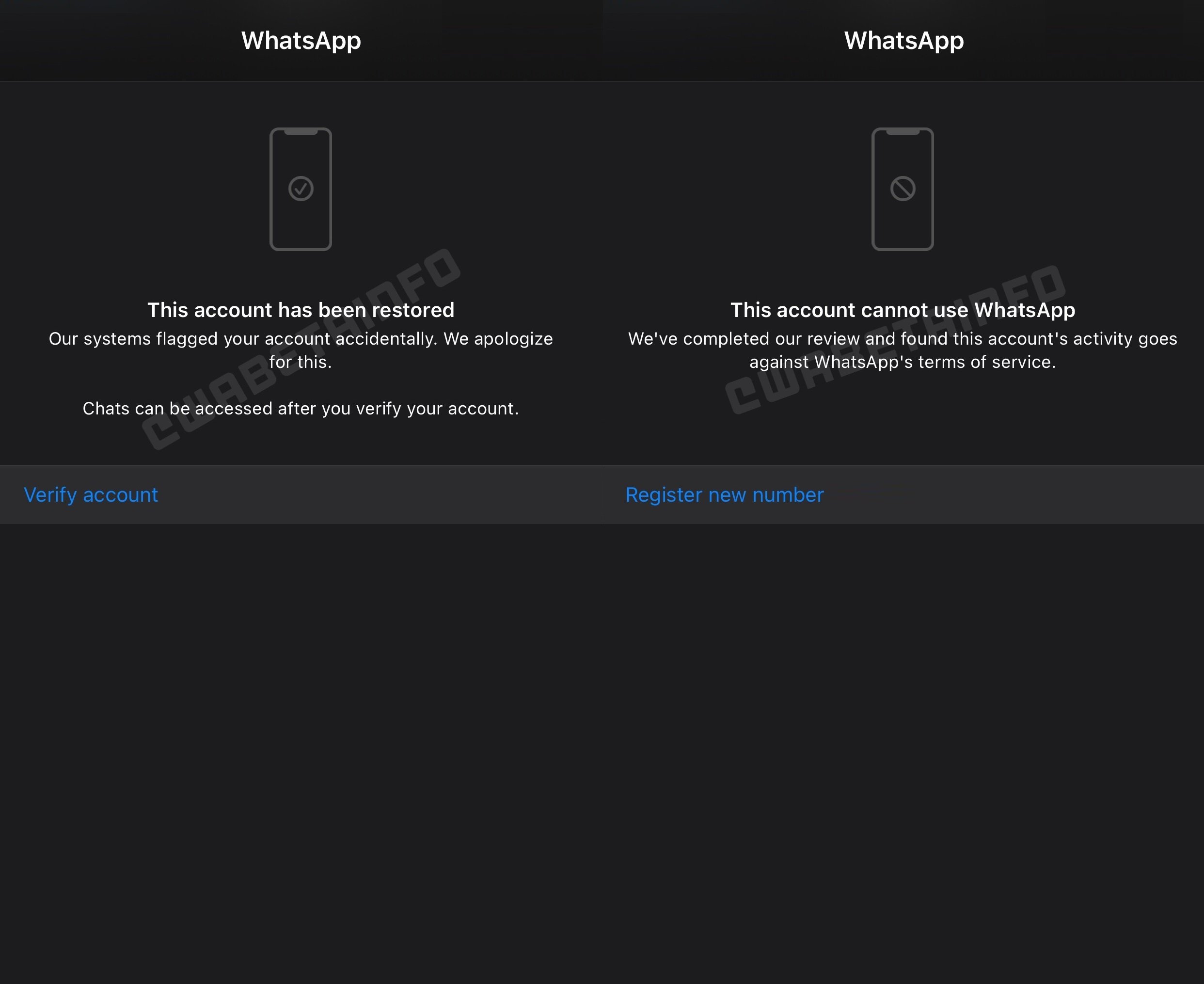 WhatsApp reactivation verification