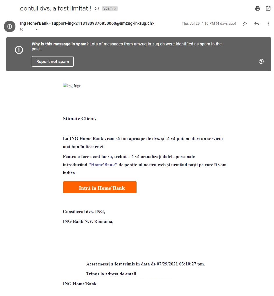 Nachahmung von Phishing durch die ING Bank