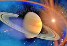 Planeten Saturn under jorden