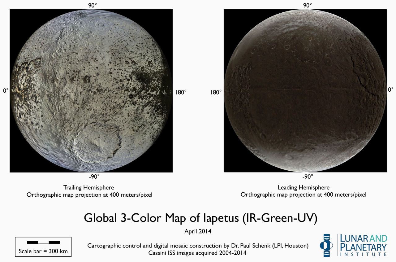 Der Planet Saturn Iapetus der Mond