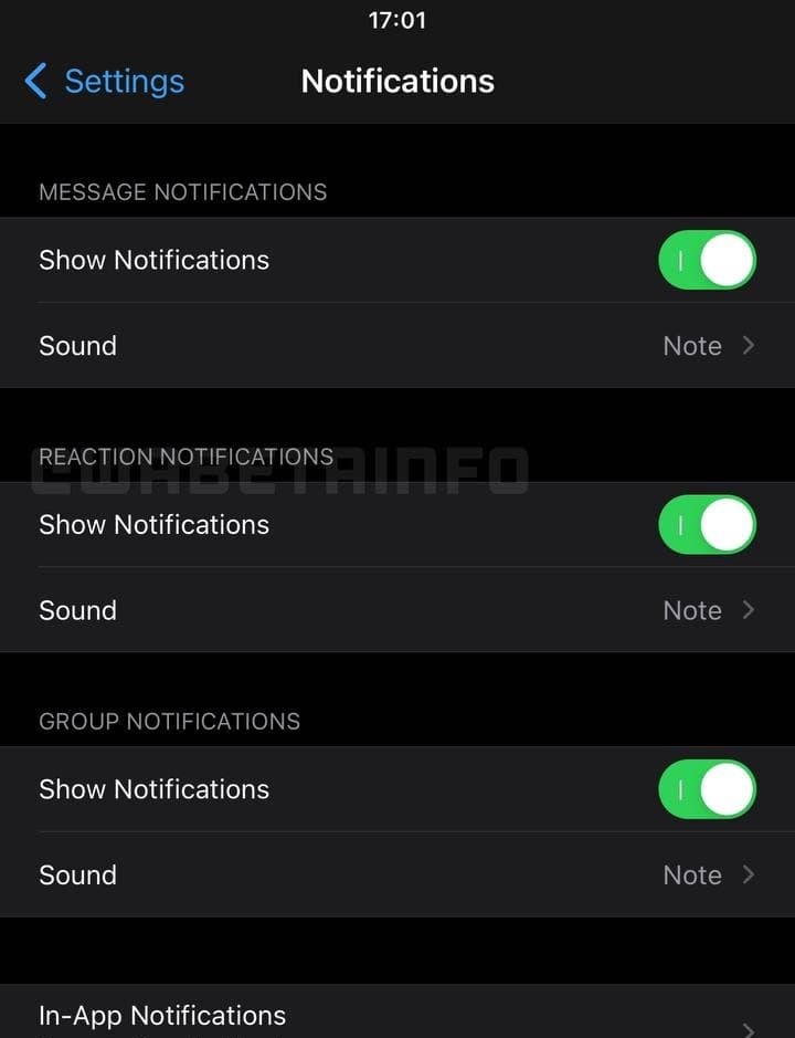 WhatsApp differentiating notifications