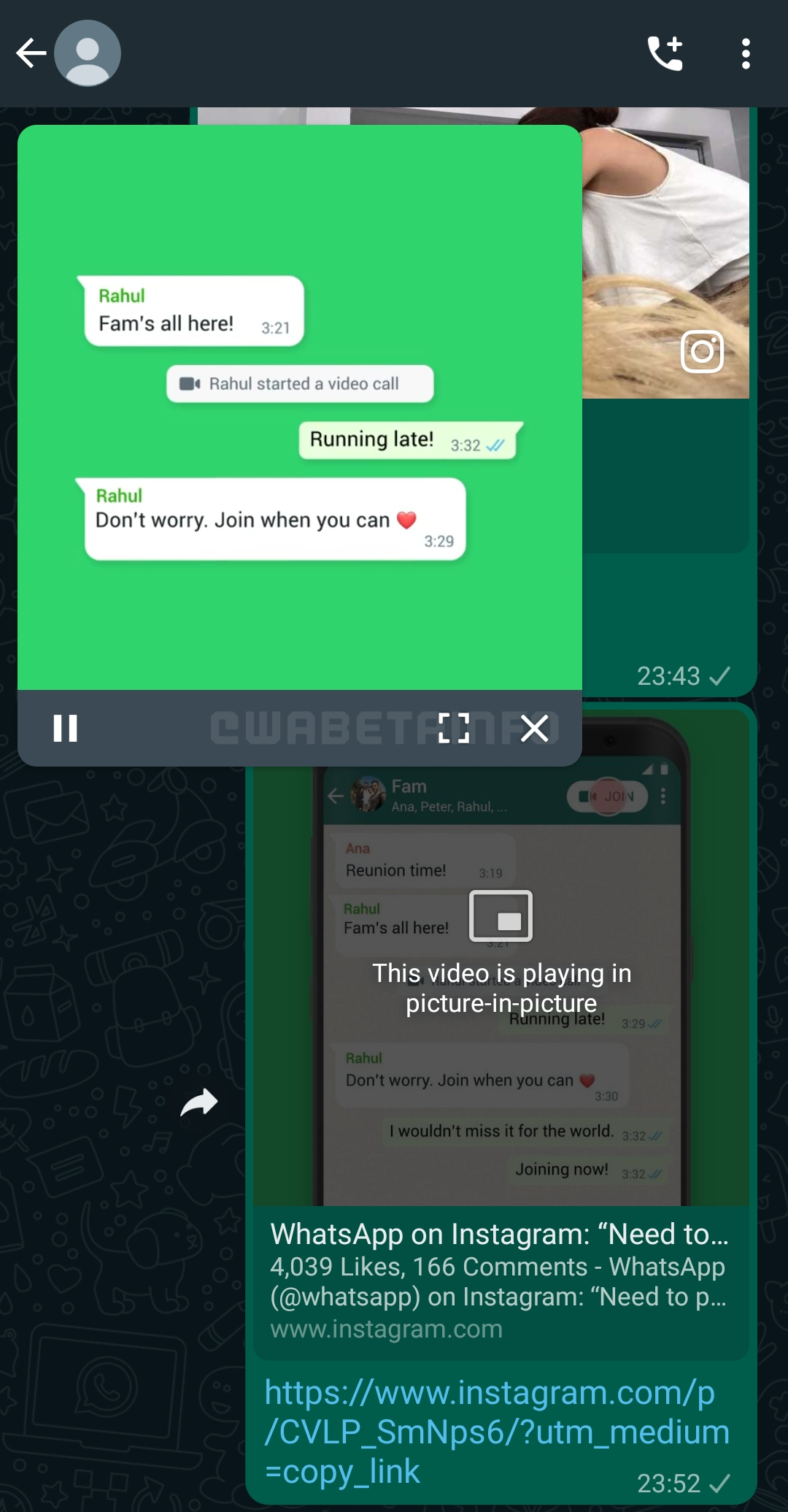 Superposition vidéo WhatsApp