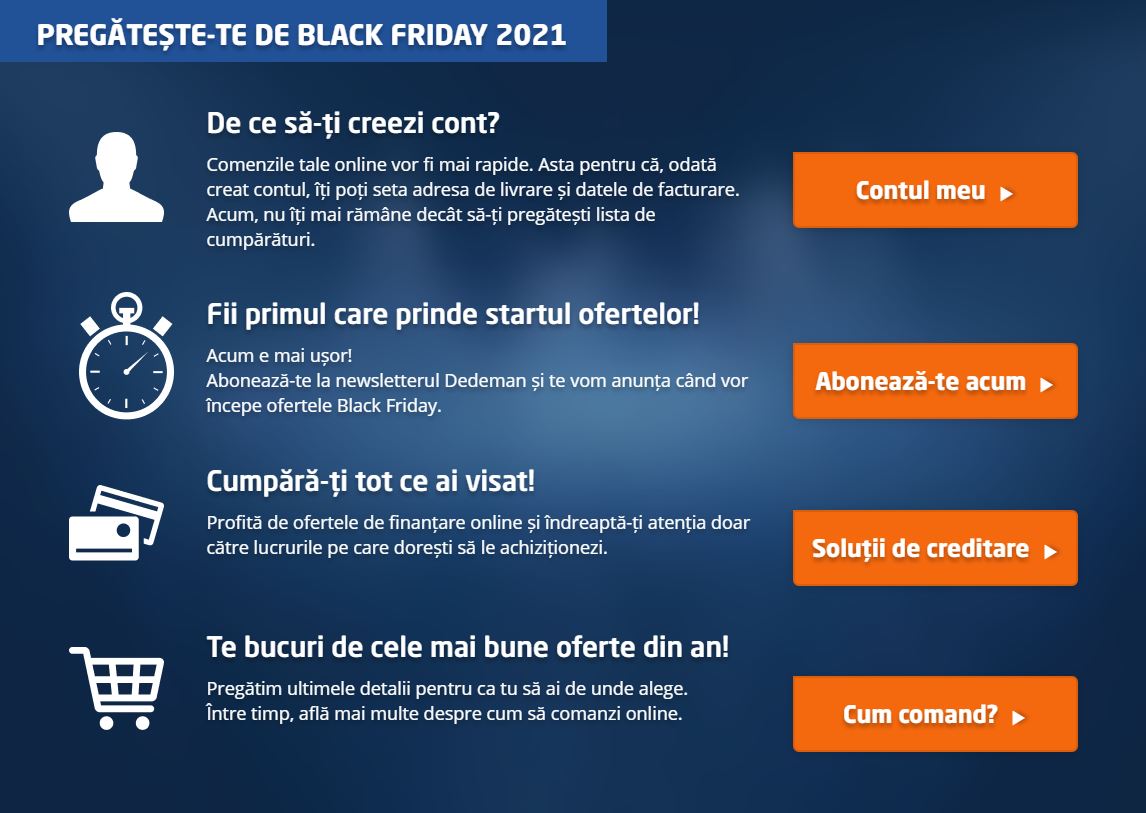 DEDEMAN pregatiri black friday