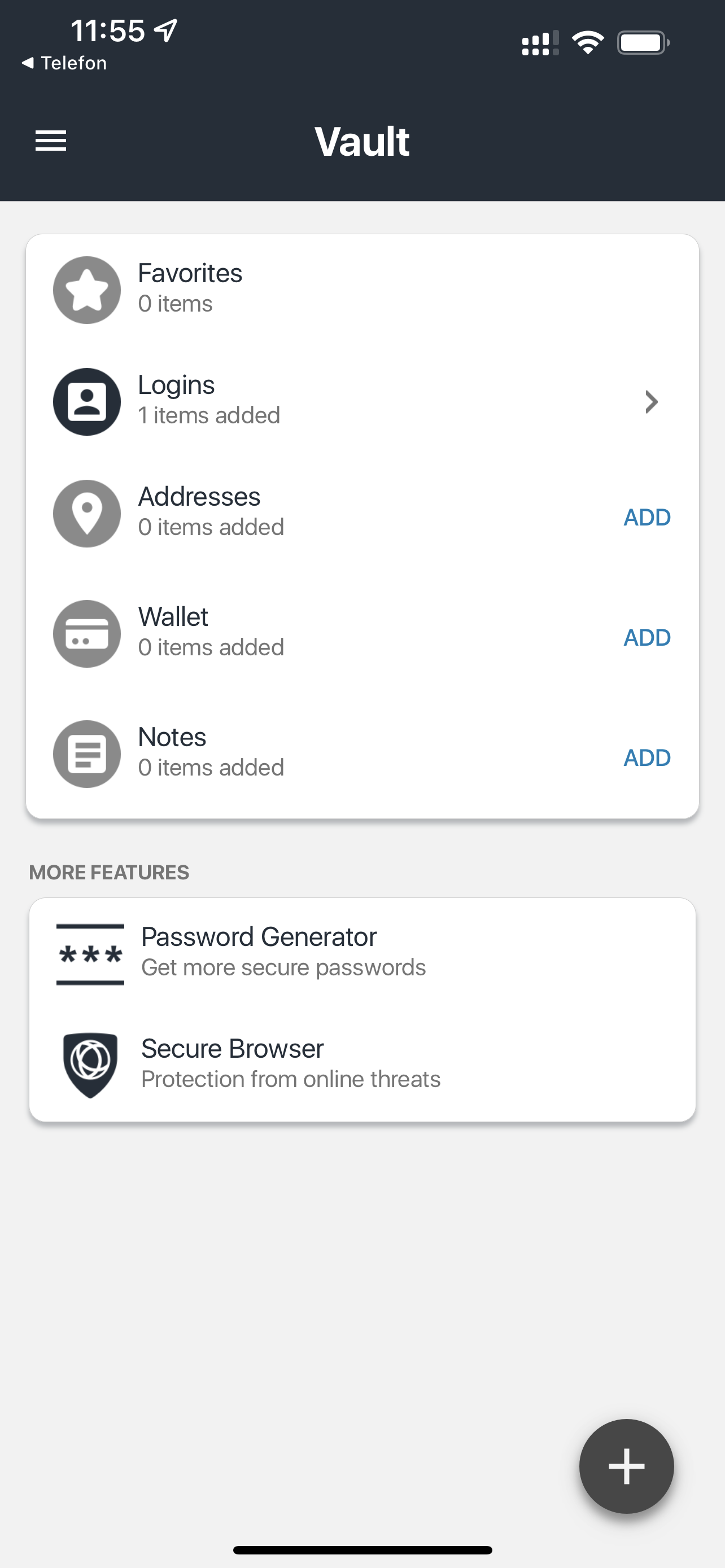 Norton 360 Deluxe password vault