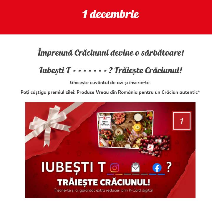 Annuncio ufficiale gratuito di Kaufland ai clienti Premi giornalieri di dicembre