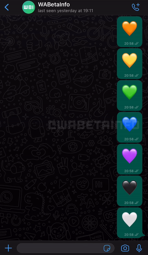 WhatsApp animated hearts