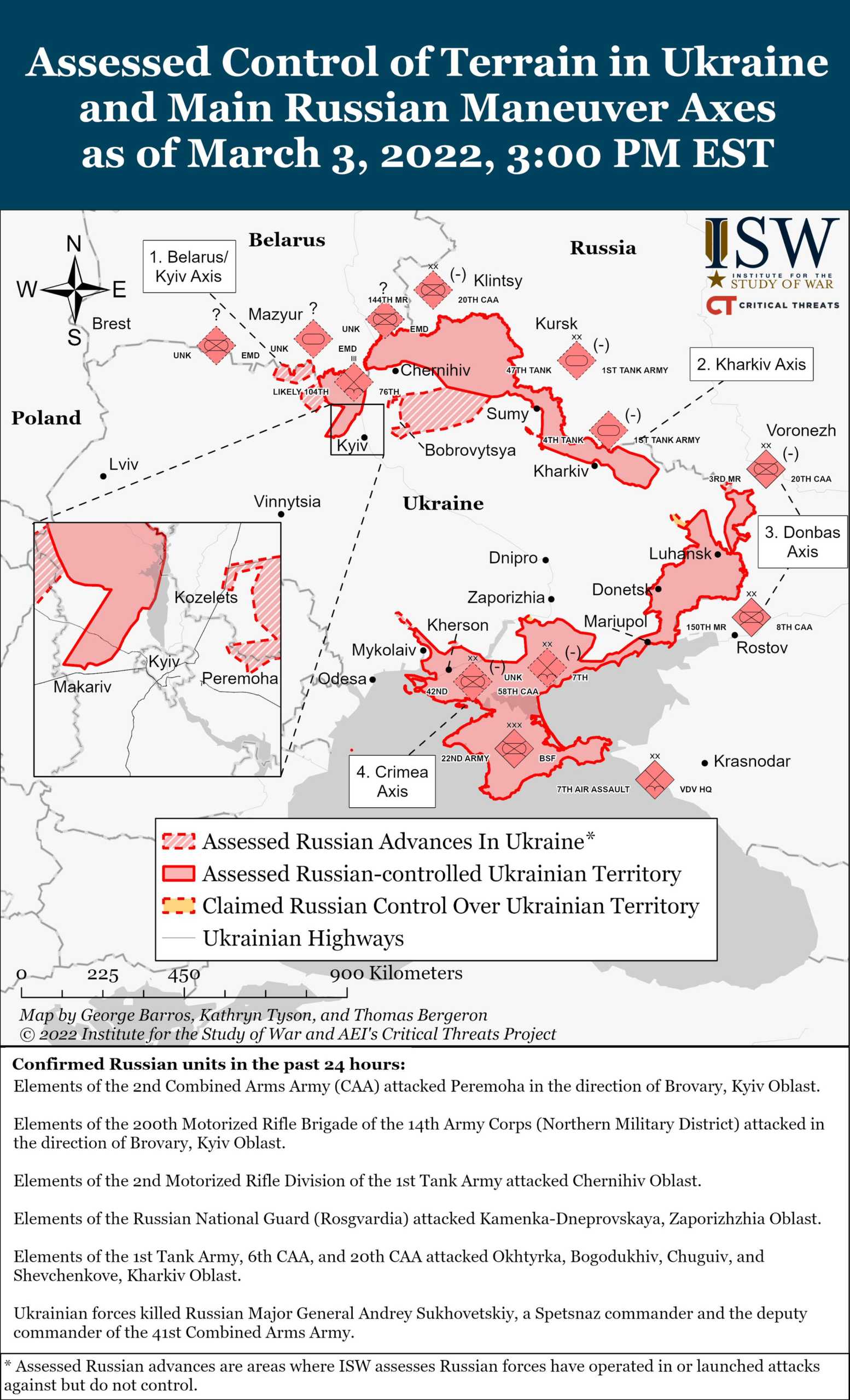 Harta Teritoriilor Ocupate de catre Armata Rusa in Ucraina - 4 Martie 2022 grafic