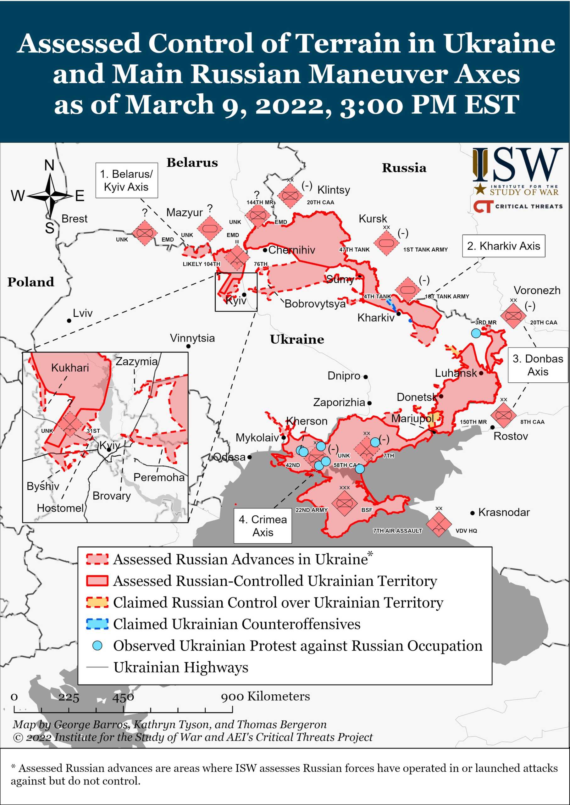Harta Toate Teritoriile Ucrainiene Ocupate Rusia 10 Martie 2022 zone