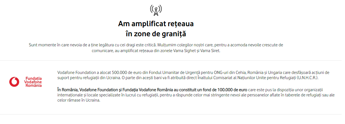 Le decisioni Vodafone hanno annunciato ufficialmente i clienti al confine con la Romania
