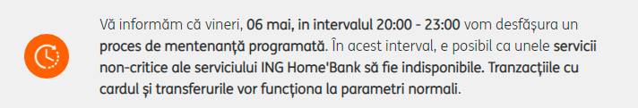 ING Bank Informarea URGENTA Transmisa Clientii Romani lucrari reparatii