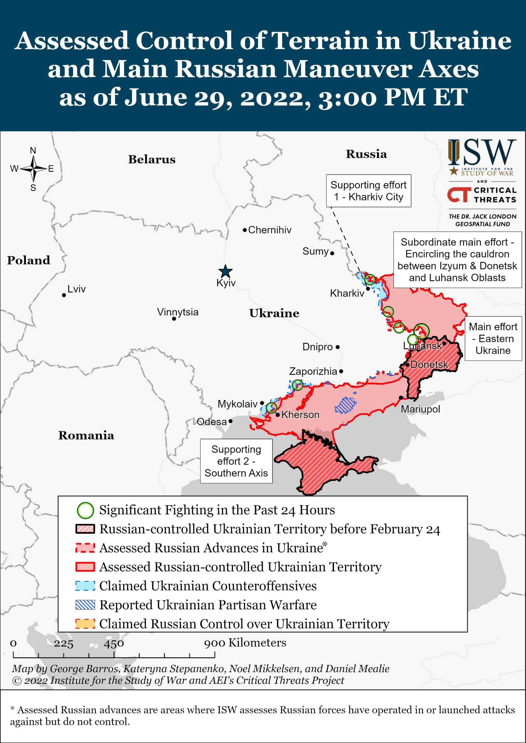 Zaktualizowana mapa Ukrainy okupowanych rosyjskich terytoriów południowo-wschodnich