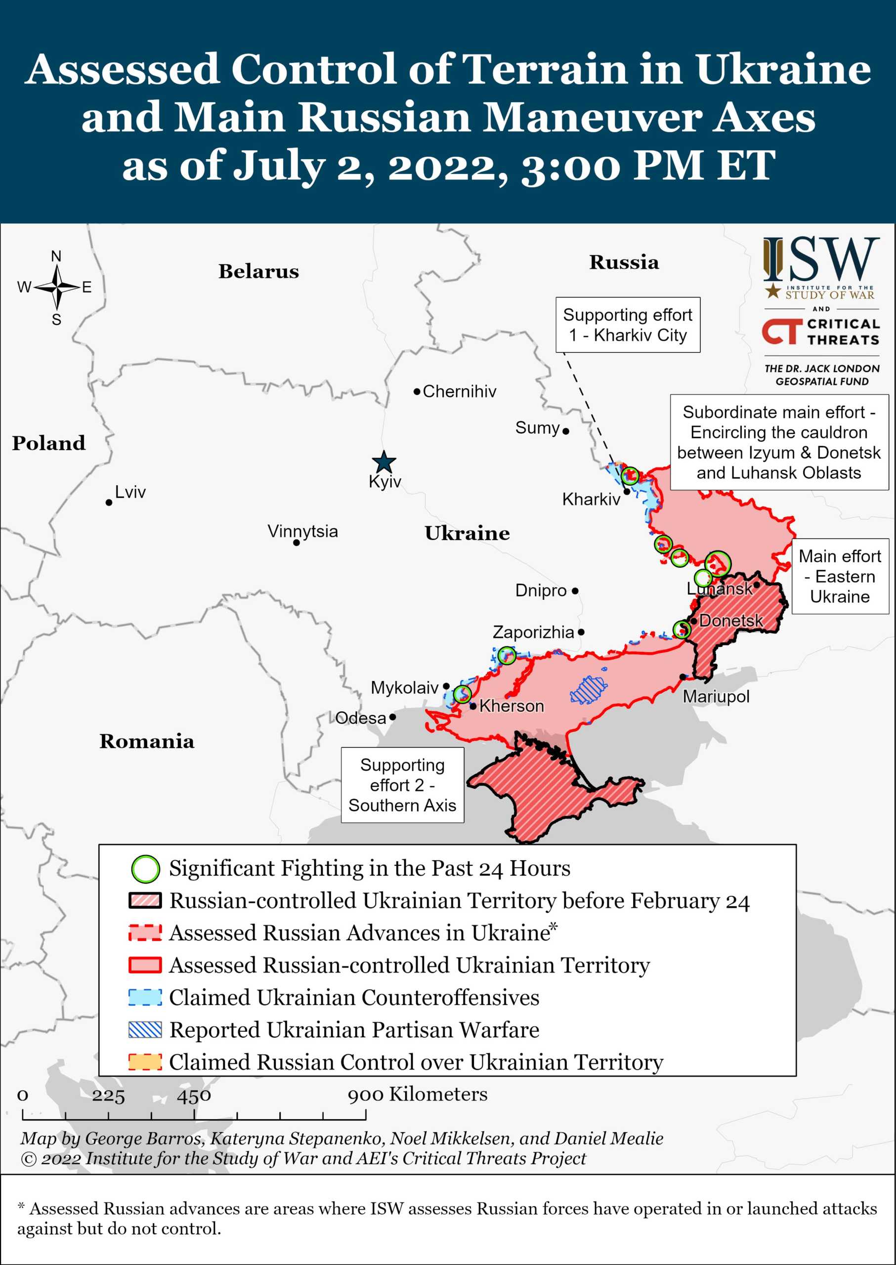 Ucrania Mapa de los territorios ocupados Rusia Actualización del 3 de julio de 2022