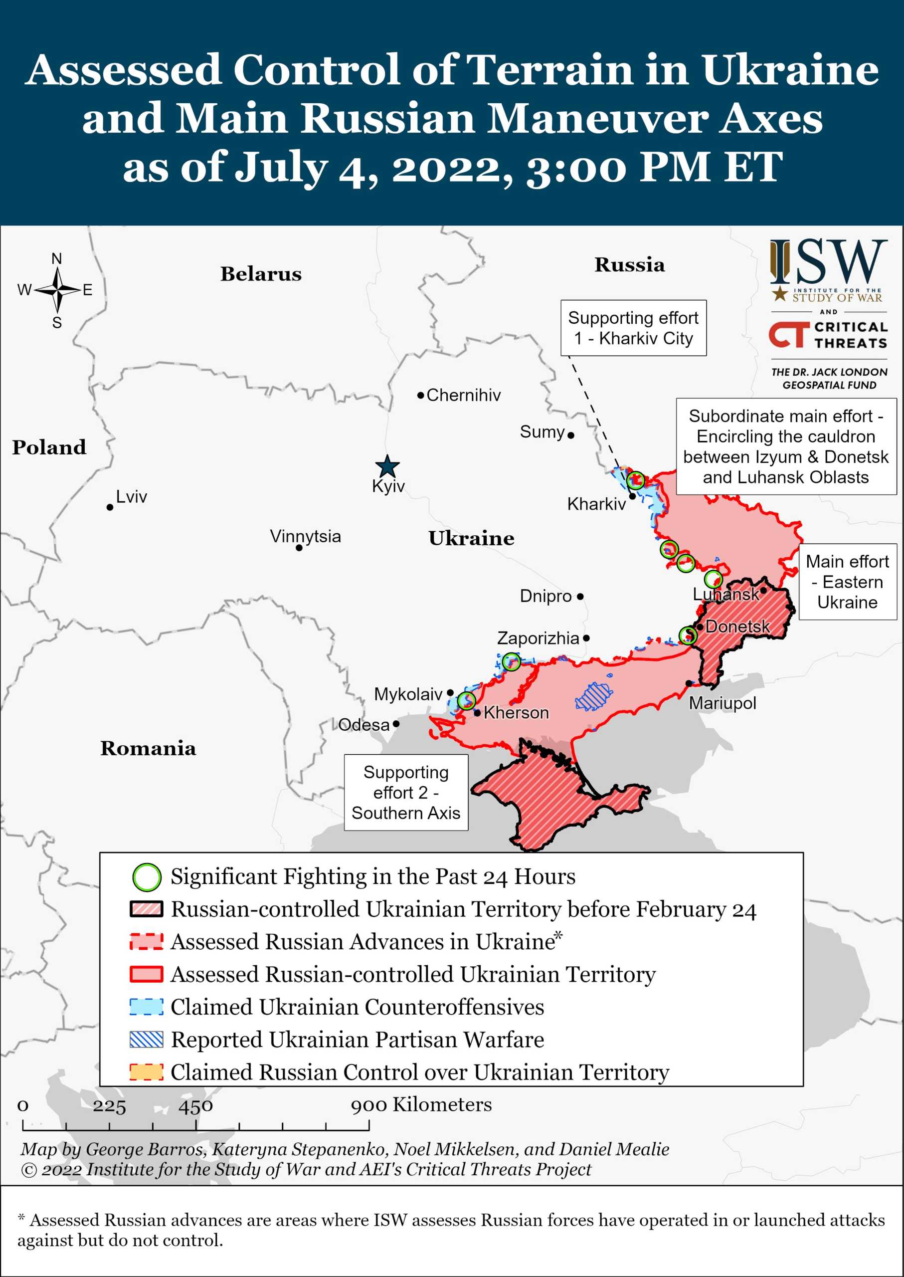 Ukraine-Karte aller eroberten Gebiete Russland 6. Juli 2022 Krieg