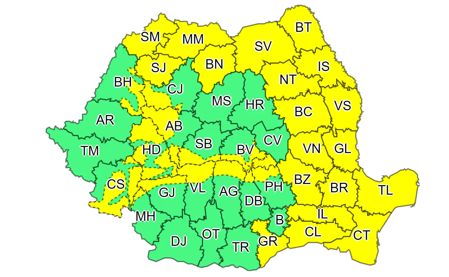 LAST TIME Meteorological Warning Transmitted by ANM Today Romania