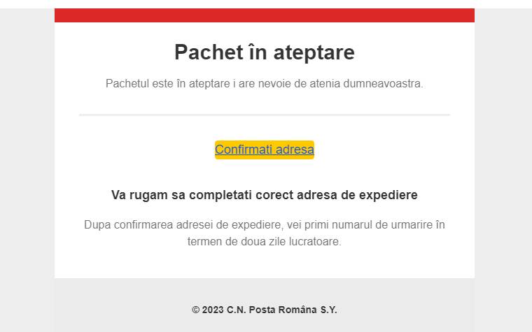 AVERTIZARE Posta Romana MILIOANE Romani phishing atac