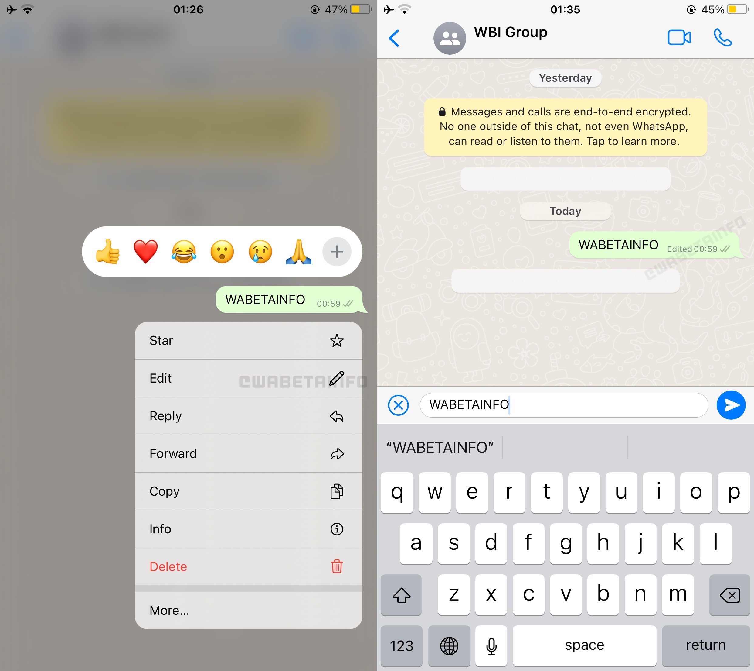 WhatsApp Telefoanele iPhone Android Beneficia Schimbare Majora editare mesaje
