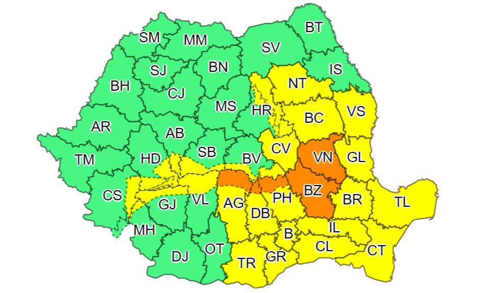 Meteorologische waarschuwingen CODE ORANJE ANM LAATSTE KEER Roemenië 27 januari