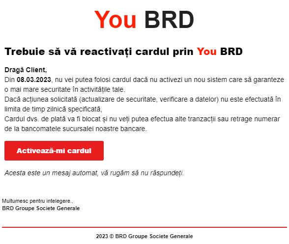 Clientilor BRD Romania Emite ALERTA Extrem Importanta furt bani card
