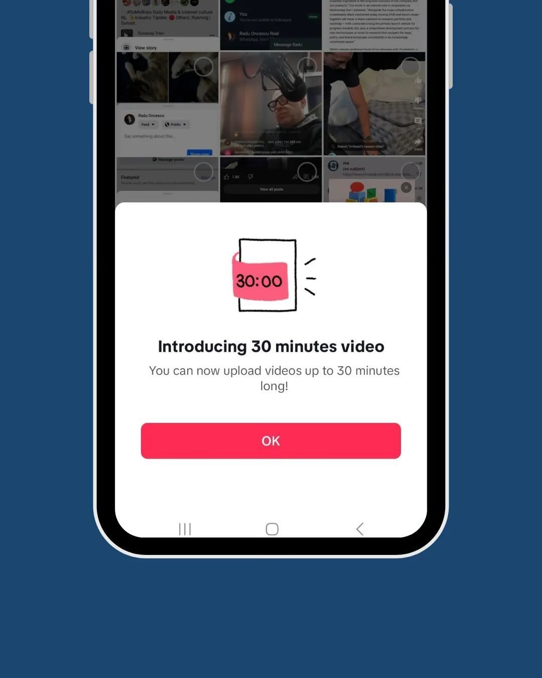 tiktok video 30 minute iphone android