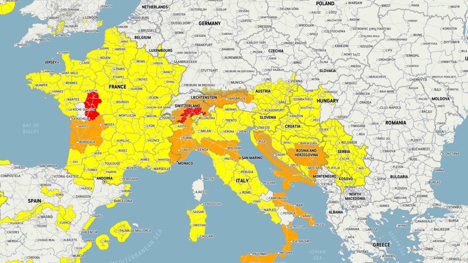 LET OP ANM Meteorologica LAATSTE MOMENT Code NOWCASTING Roemenië 31 maart 2024