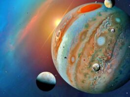 Planeetta Jupiter MAHTAVA Ihmisen löytö Tieteen havainnoineet tutkijat