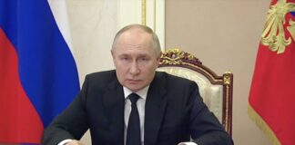 Vladimir Putin anklagar Ukraina för att ha beordrat terroristattacken i Moskva